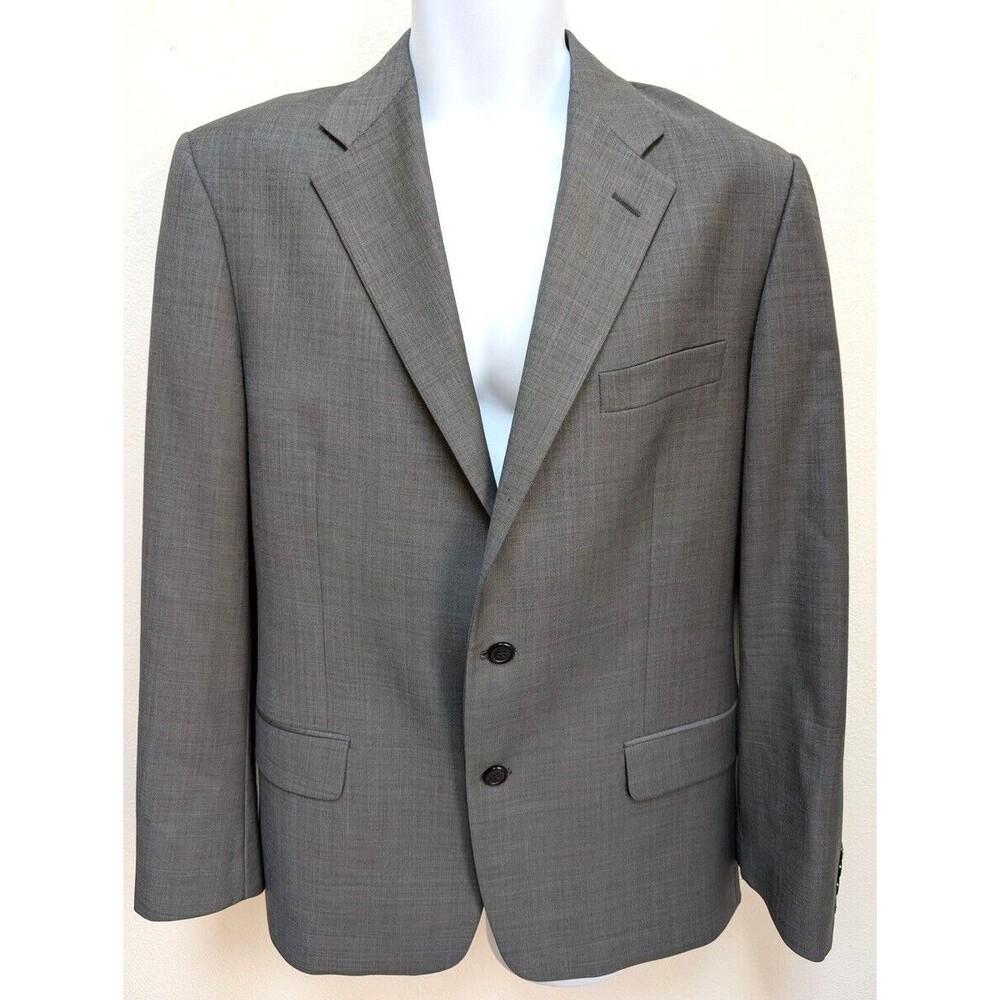 Hickey Freeman Men’s Wool Blazer Size 42R Solid Gray Two Button Jacket